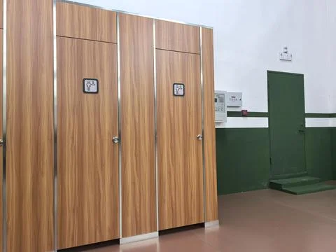 Locker Room Interior, Changing Room with Lockers Stock Photos