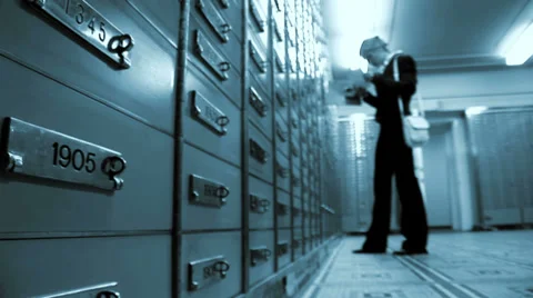 Locker room save. inside bank. savings safety. withdraw money cash 動画素材 37271947