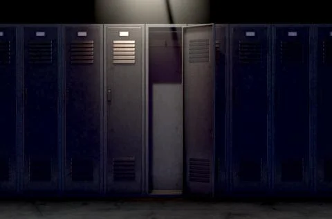 Locker Row And Open Door 스톡 일러스트