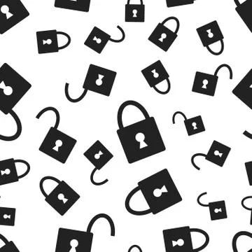 Locker seamless pattern. Business concept padlock lock unlock pictogram. Vect Stock Illustration