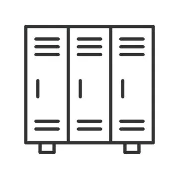 Locker storage cabinet icon in line design. locker, storage, cabinet, gym Stockillustratie
