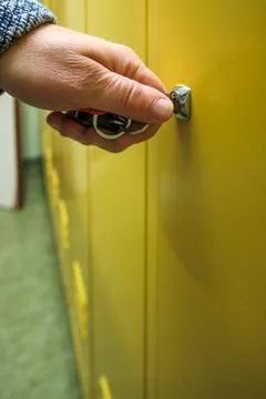 Locker is unlocked with a key 写真素材