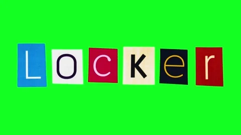Locker word made of rectangle pieces of paper with printer letters on chroma key Stock Footage 316234731