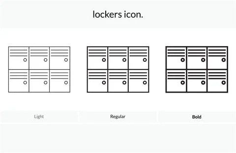 Lockers icon. Light Regular And Bold style design isolated on white backgroun Stock Illustration