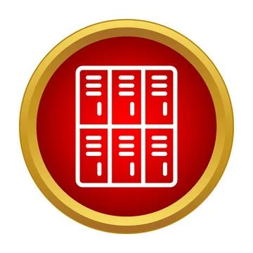 Lockers icon showing storage units in a red circle Stock Illustration