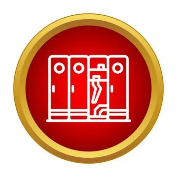 Lockers line with one open showing jacket icon Stock Illustration