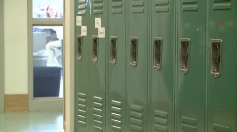 Lockers outside classroom Stock Footage 8979371