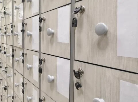 Lockers for storage closed with a key Stock Photos