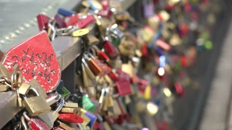 Lockers symbolizing love forever Stock Footage 34301428