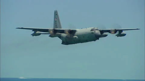 Lockheed C-130 Hercules Fly By Stock Footage 56360380