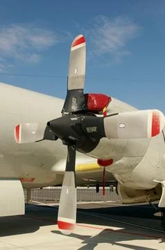 Lockheed C-130 Hercules Four-Blade Propeller and Engine Cowling Detail Stock Photos