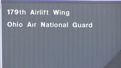 Lockheed C-130 Hercules parked in Ohio Air National Guard - 2016 Stock Footage 89214782