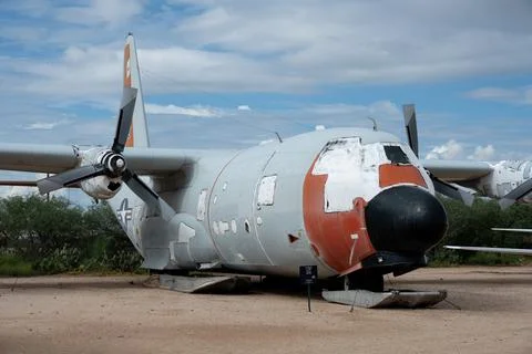 A Lockheed C-130D Hercules with skis on display at the Pima Air and Space Museum Stock Photos