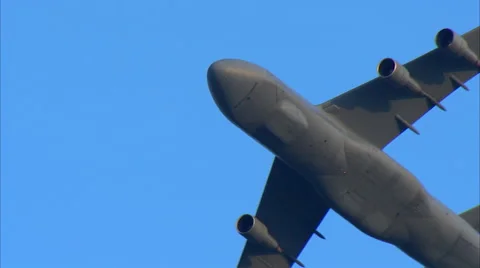 Lockheed C-5 Galaxy Fly By CU Stock Footage