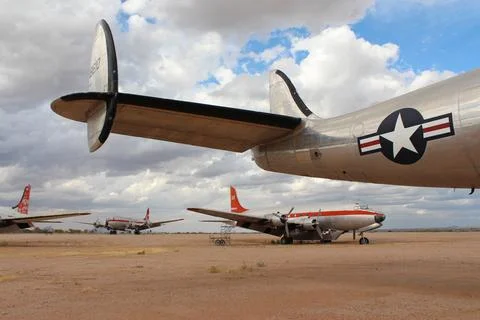 Lockheed Constellation with a DC4 in the background Stock Photos