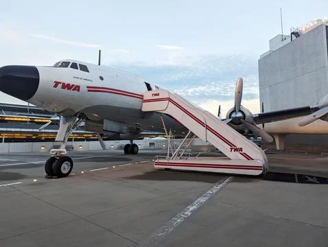 Lockheed Constellation plane, known as The Connie seen from JFK Airport Stock Photos