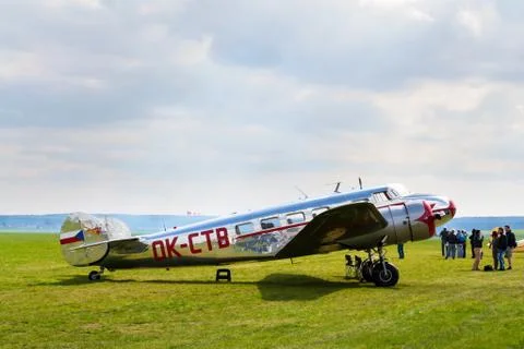Lockheed Electra 10A vintage airplane preparing for flight on airport Фото