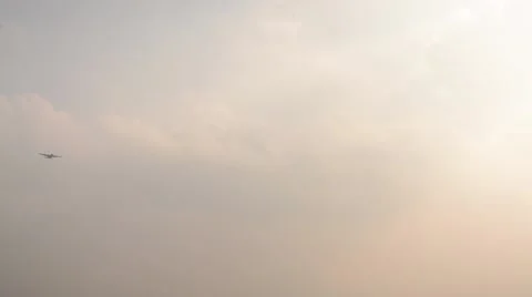 Lockheed Hercules high flyover - No Sound Stock Footage 42889278