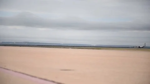 Lockheed Martin C-130J Super Hercules take off from Dyess Air Force Base - 2017 Stock Footage 92305065