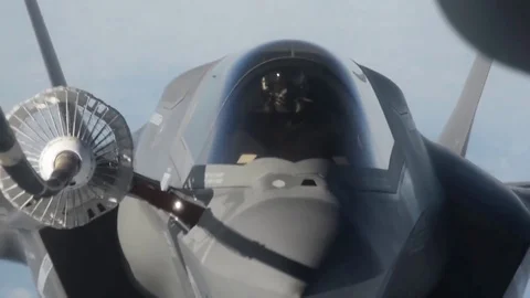 Lockheed Martin F-35 Lightning II Refueling and Mooring in the Air Stock Footage 121798410