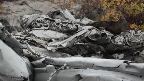 Lockheed T-33 Aircraft Wreckage Near Kangerlussuaq, Greenland 스톡 동영상 345634334