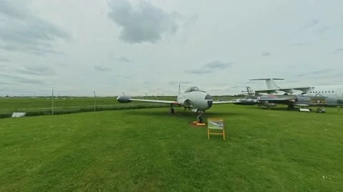Lockheed T-33 shooting star military plane on display Stock Footage 240986164
