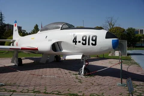 Lockheed T-33A displayed at Vecihi Hurkus Aviation Park, Eskisehir, Turkiye Stock Photos