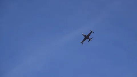 The Lockheed T33 Shooting Star is a subsonic American jet trainer UK 4K Stock-Footage 115938993