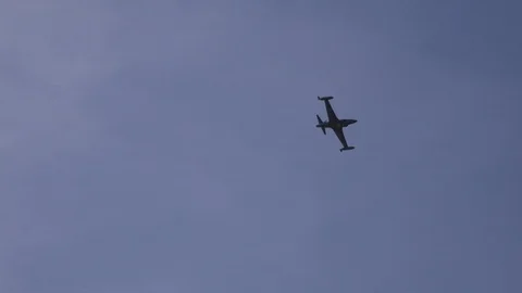 The Lockheed T33 Shooting Star is a subsonic American jet trainer UK 4K Stock Footage 115946882