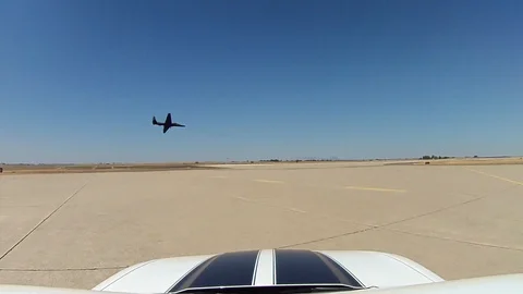 Lockheed U-2 landing and taxiing on the beale air force base - 2012 Stock Footage 106161985