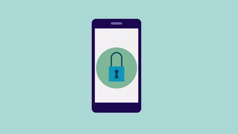 Locking and unlocking smartphone with lock icons 2d animation with alpha matt Stock Footage 335800738