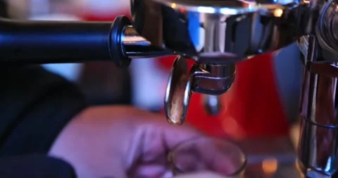 Locking the coffee in the coffee machine to extrac Stock Footage 301747973