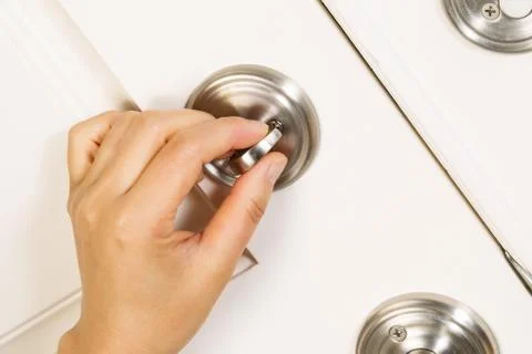 Locking the front door Stock-Fotos