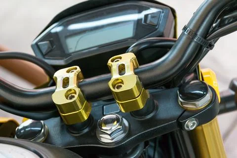 Locking handle of the motorcycle. Stock Photos