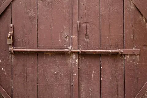 Locking system of old warehouse door Stock Photos