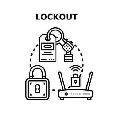 Lockout concept for security, access, and restriction system Stock Illustration