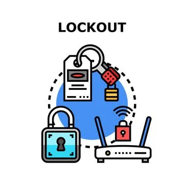 Lockout concept for security, access, and restriction system Illustrazione stock