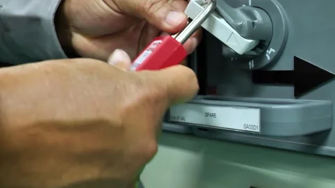 Lockout Tagout Electrical Isolation Procedure Before Industrial Maintenance Vídeos de archivo 337941697