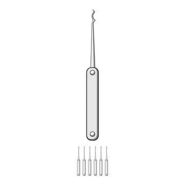 Lockpicking tool helping open secure locks Stock Illustration