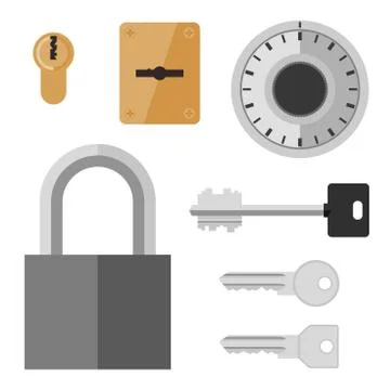 Locks and keys flat icon. Stock Illustration