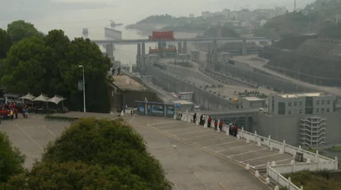 Locks and lake at 3 Gorges (Converted) Stock Footage 39826546
