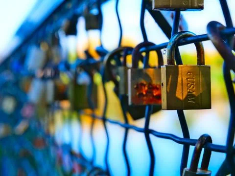 Locks on the bridge of love Stock Photos