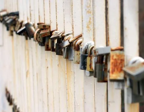 Locks on a bridge Stock Photos