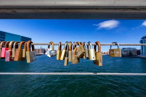 Locks on a Bridge Stock Photos