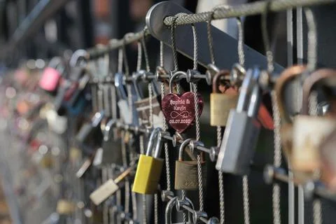 Locks on the bridge Stock Photos
