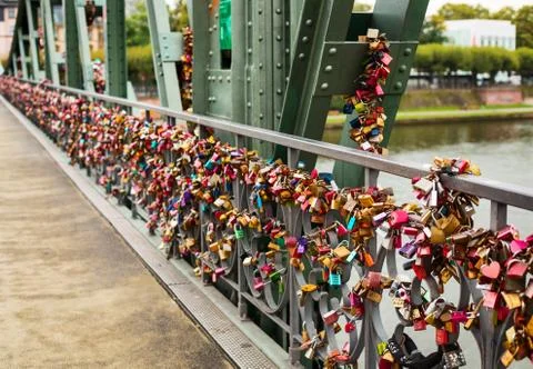 Locks on bridge railing Stock Photos