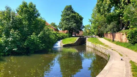 Locks on the canal. Stock Photos
