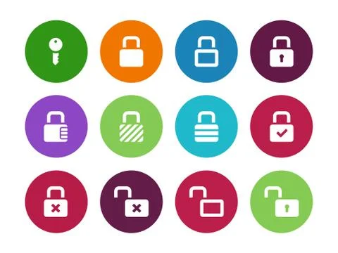 Locks circle icons on white background 스톡 일러스트