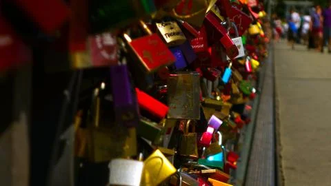 Locks close up, bridge 库存照片