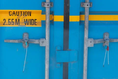 Locks of a container with several seals placed in the closure, for internatio Stock Photos